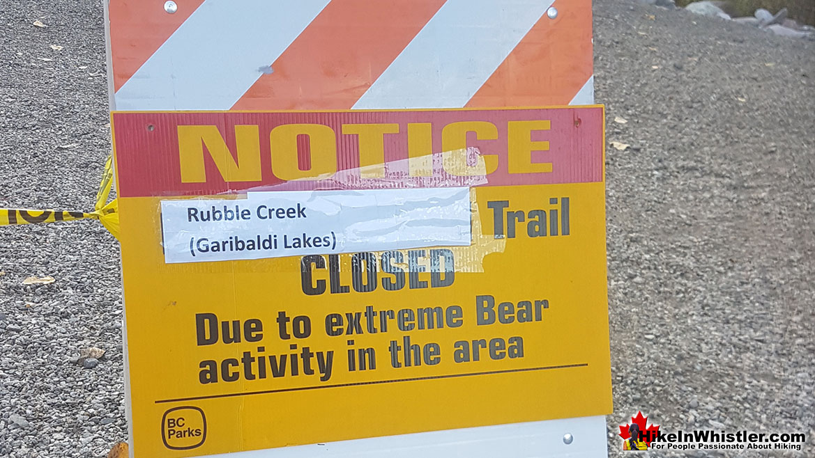 Rubble Creek Garibaldi Trailhead Closed