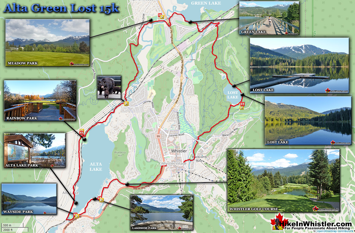 Alta Green Lost 15k Run in Whistler Map