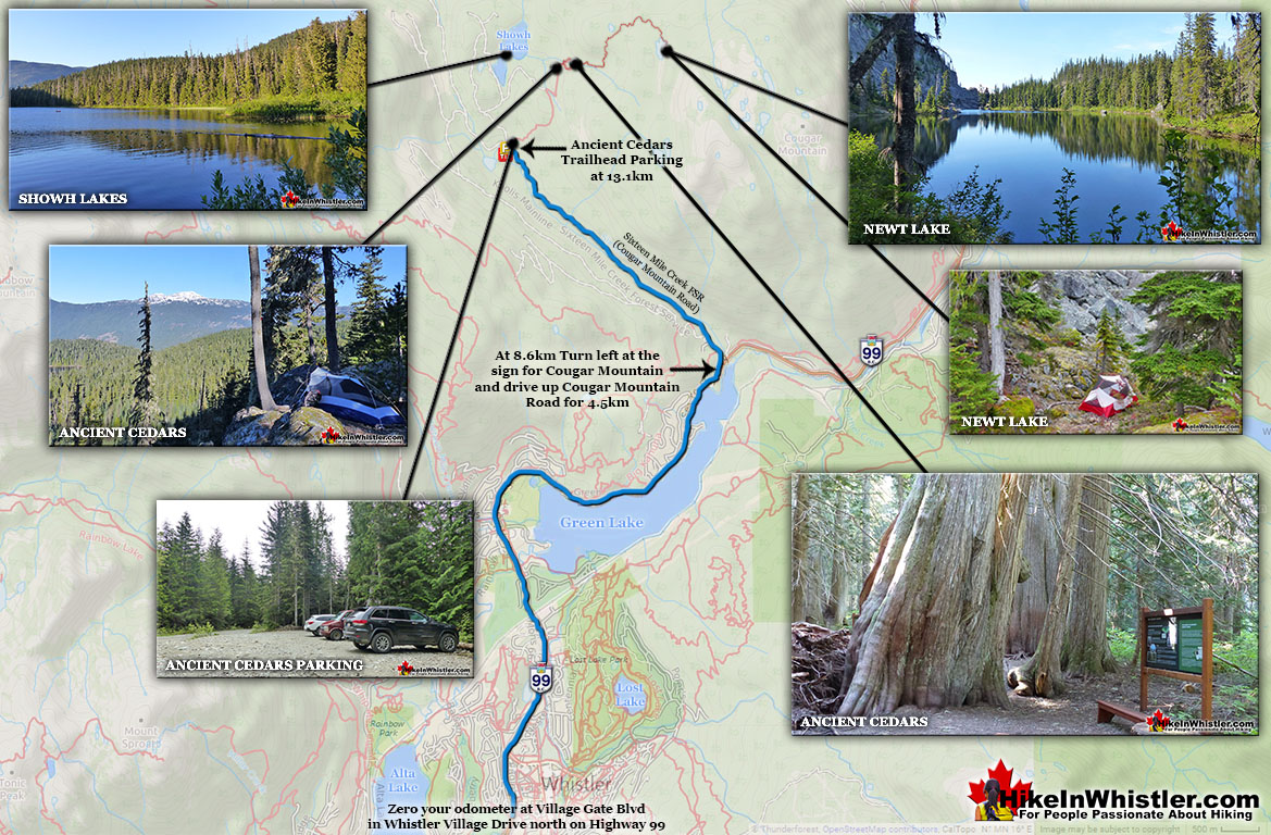 Ancient Cedars, Showh and Newt Lake Directions Map v2