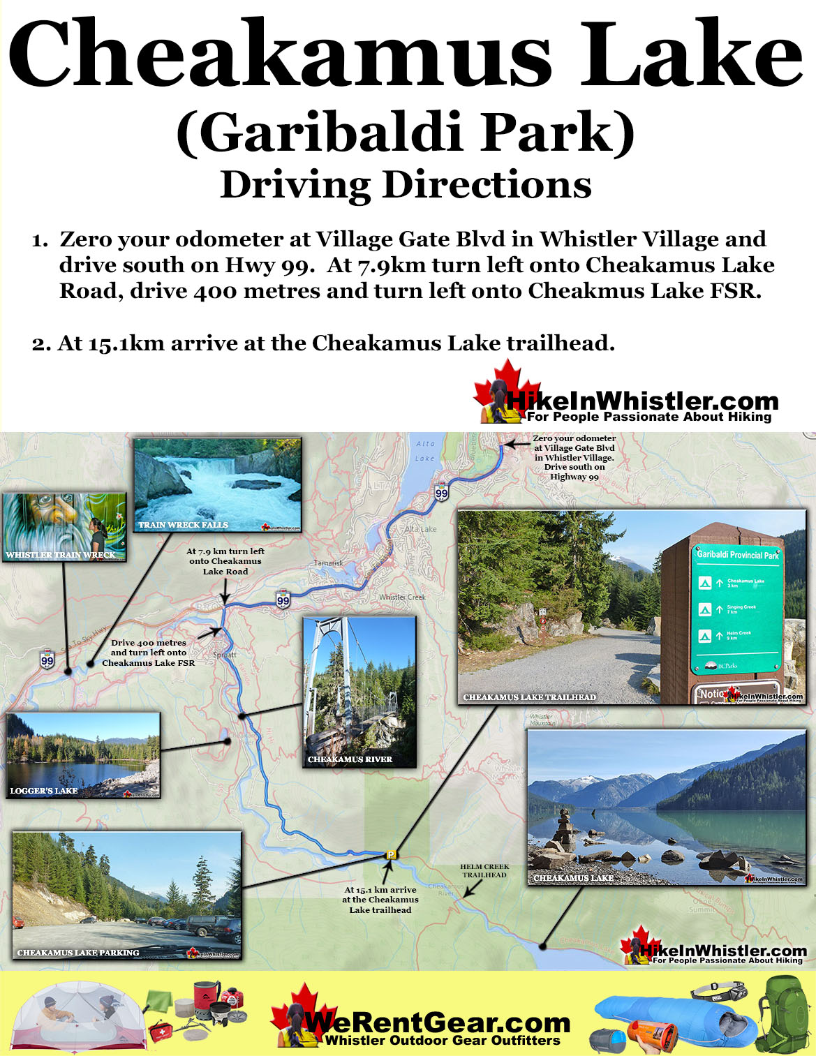 Cheakamus Lake trailhead directions map