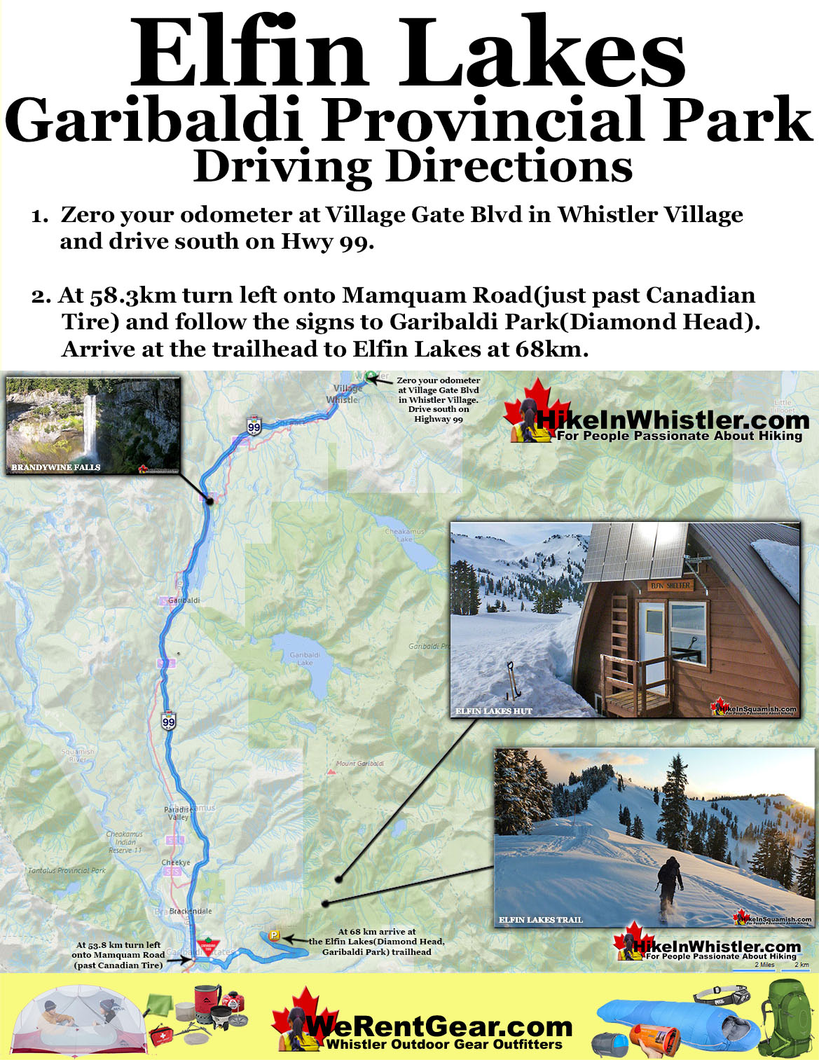 Elfin Lakes Directions Map