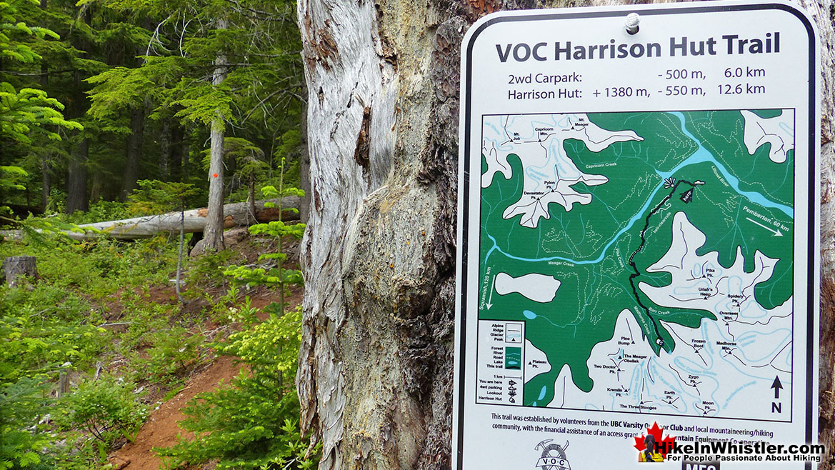 Meager/Harrison Hut Trailhead Sign