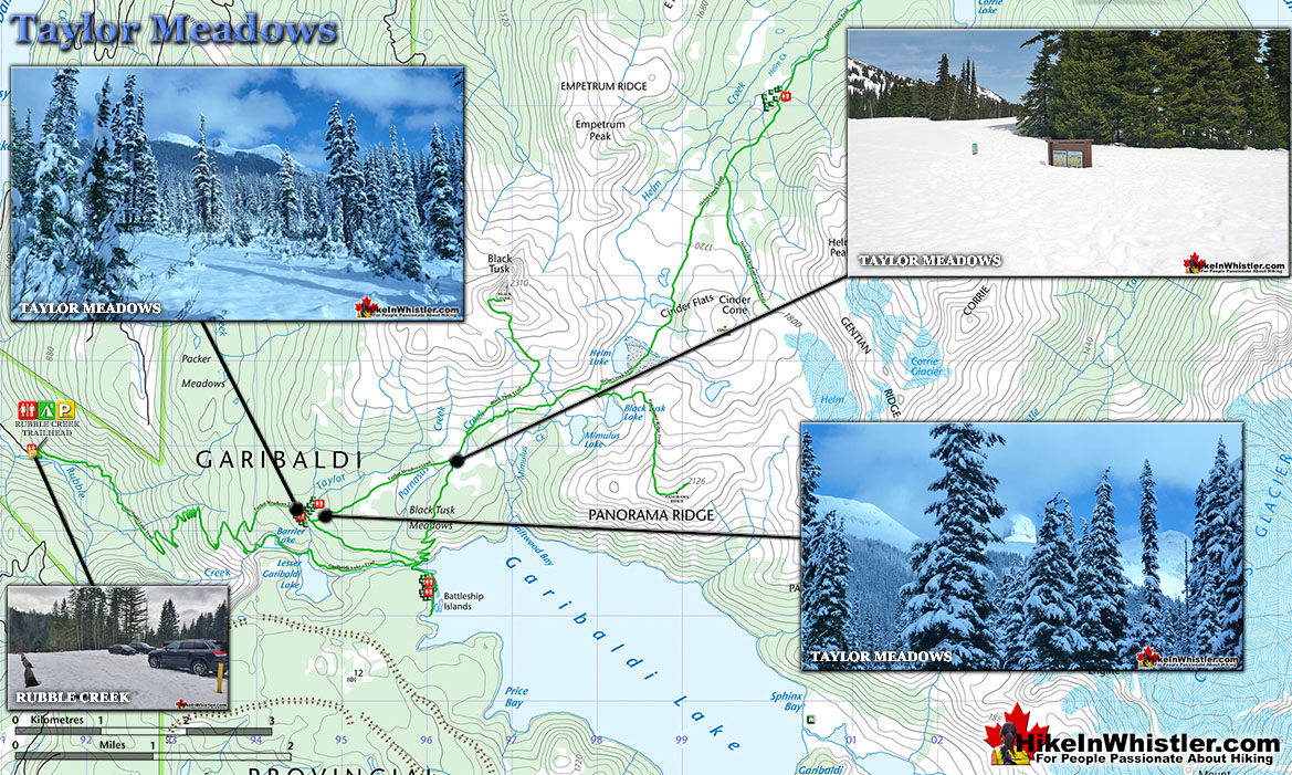 Taylor Meadows Snowshoe Map