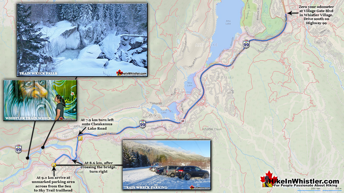 Whistler Train Wreck Directions Map Winter