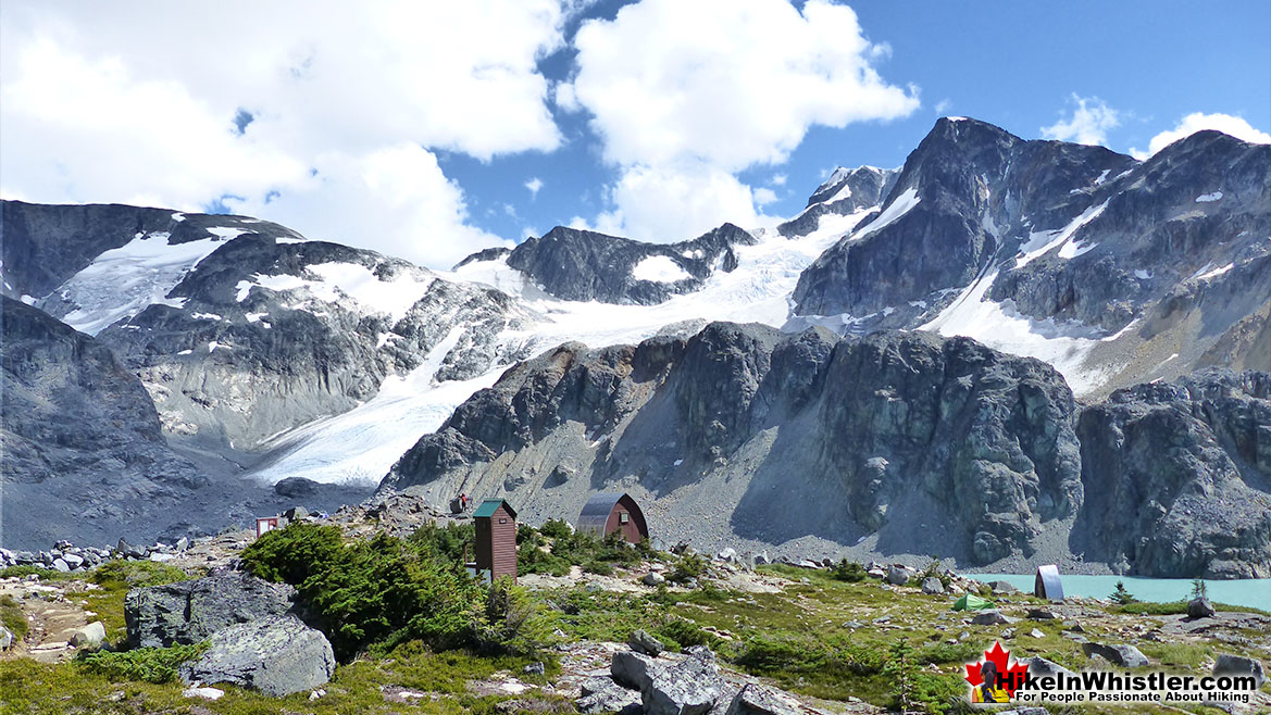 Wedgemount Lake Hut and Distant Wedge Glacier