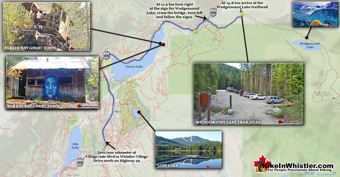 Wedgemount Lake Driving Directions Map
