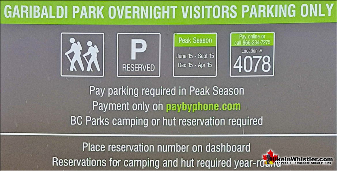 Overnight Parking Sign in Lot 4 for Singing Pass